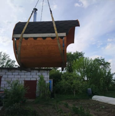 Купить баню бочку № 497 в Котласе по цене от 373332 руб. цена в Котласе от 373 332 руб.